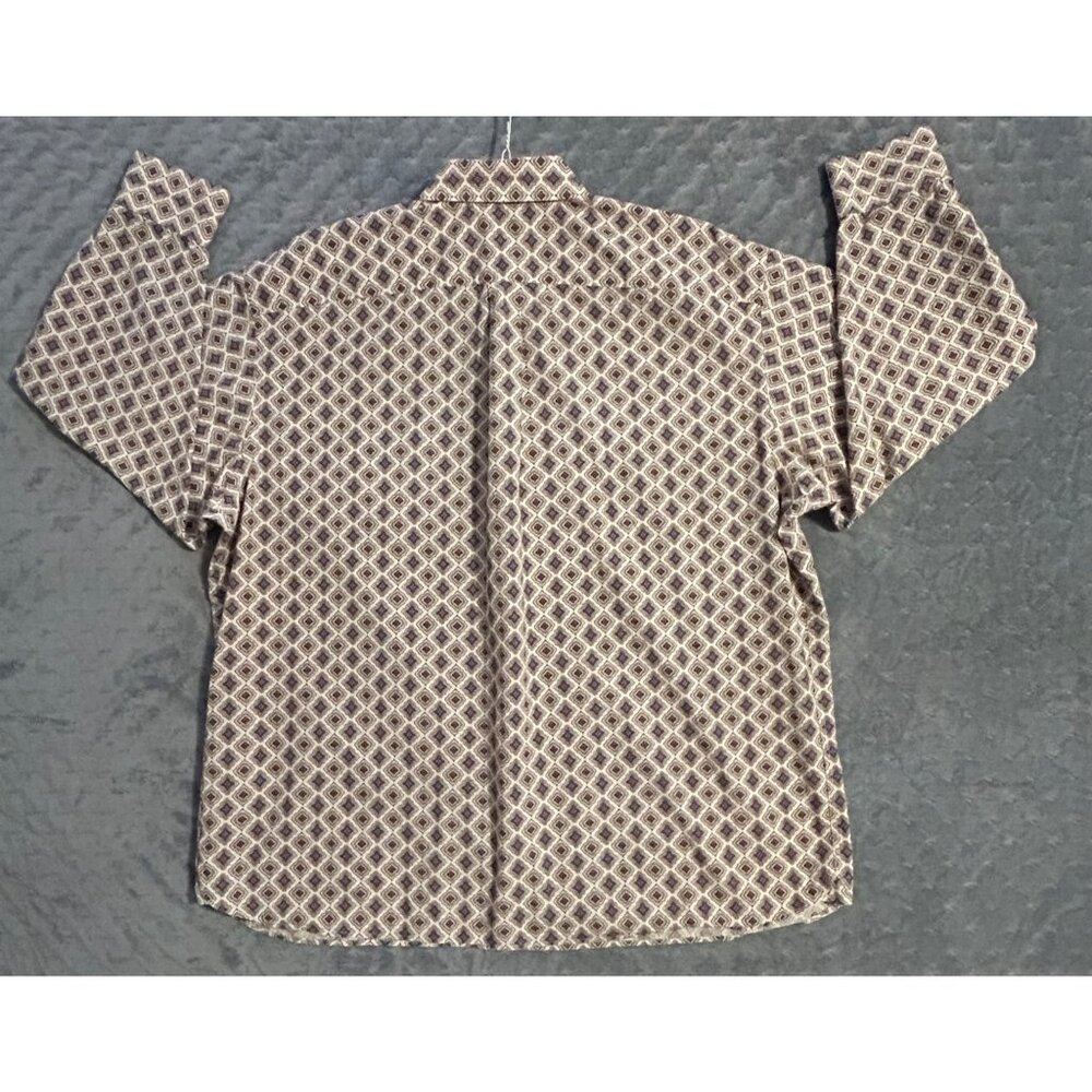 Daniel Cremieux Mens XXL Cotton Button-Up Shirt Geometric Print Brown Blue - Picture 6 of 6